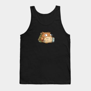 Cute Fat Owl with Traveling Backpack and Luggage Tank Top